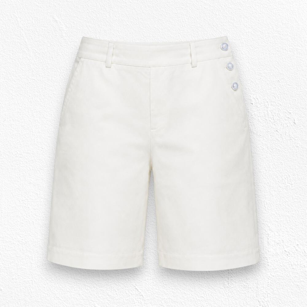 Ralph Lauren White Bermuda Shorts Tailored Preppy Cotton Stretch Shorts Size 10